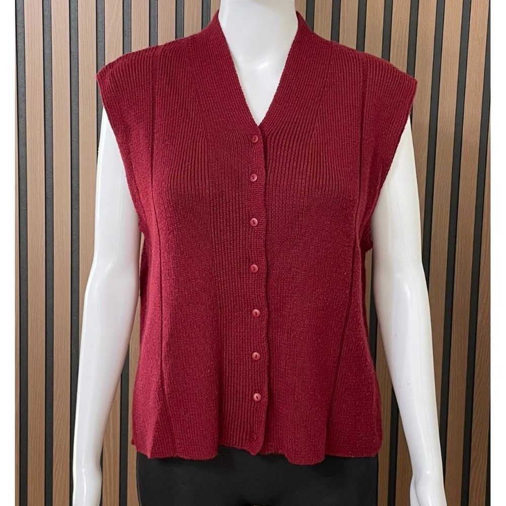 Pendleton‎ Women's L Red Wool Cashmere Sweater Vest Cardigan Vintage Holiday 90s